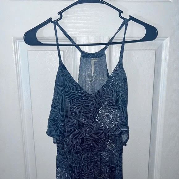 Lauren Conrad Blue Halter Floral Print Slit Maxi Dress Size XS - Picture 3 of 5